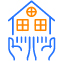 Icono de una casa sobre unas manos Icono de una casa sobre unas manos
